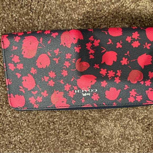 Coach Women's Floral Wallet - Navy and Pink - Picture 1 of 3